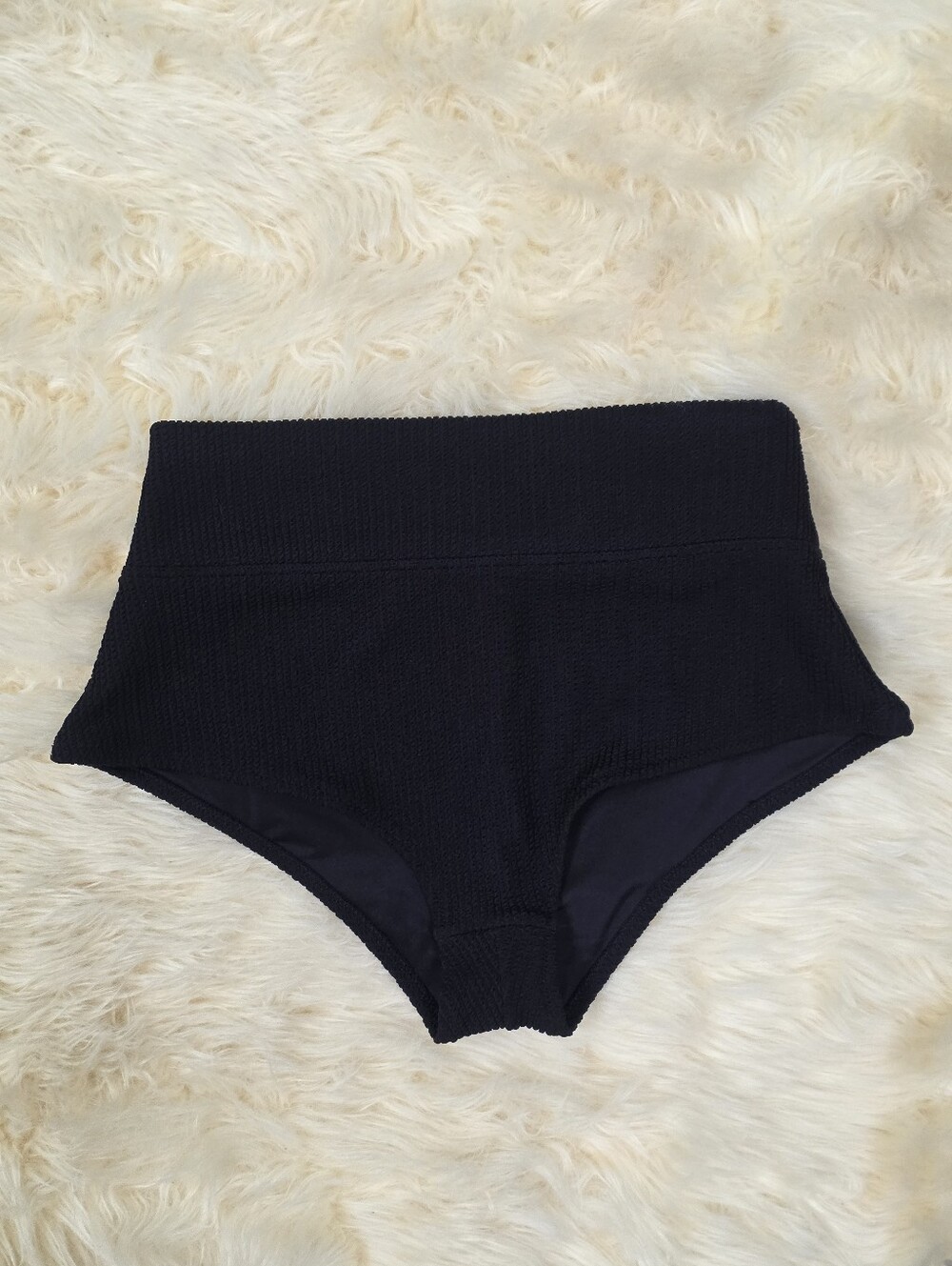 Victoria's Secret High-Waist Large Black Ribbed Swim Bottom PINK Women's